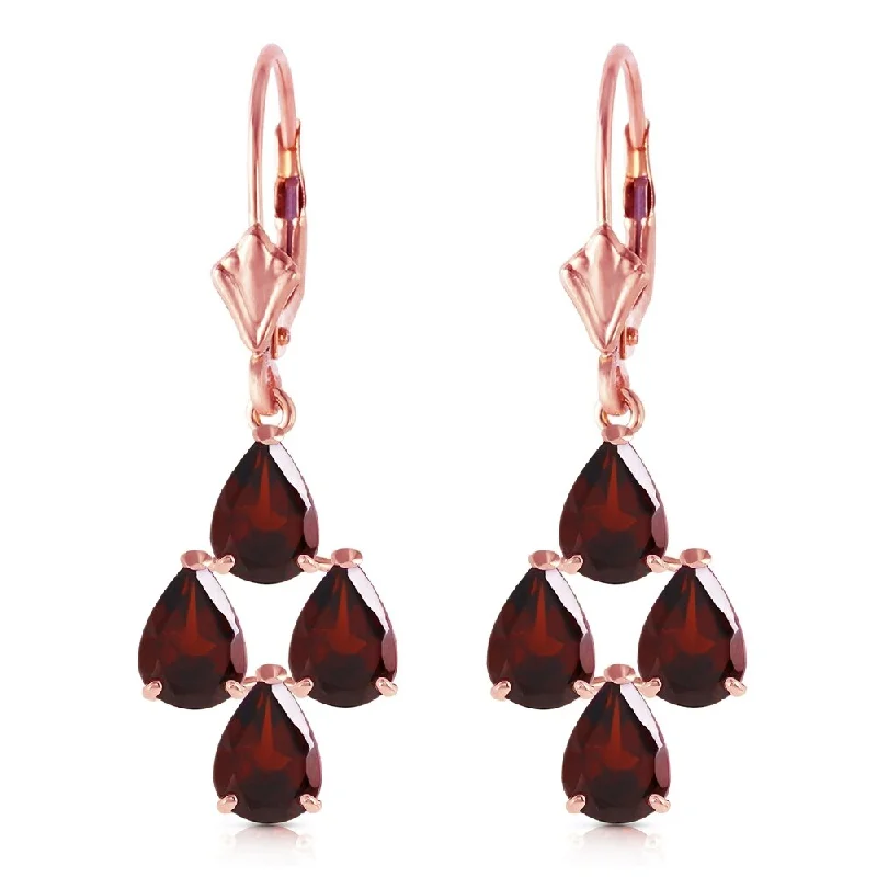 Locked band earrings-4.5 Carat 14K Solid Rose Gold Garnet Nights Earrings