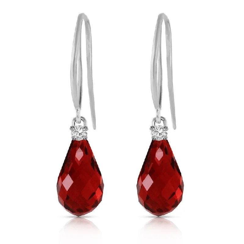 Jade vein earrings-4.6 Carat 14K Solid White Gold No Longer Separate Garnet Diamond Earrings