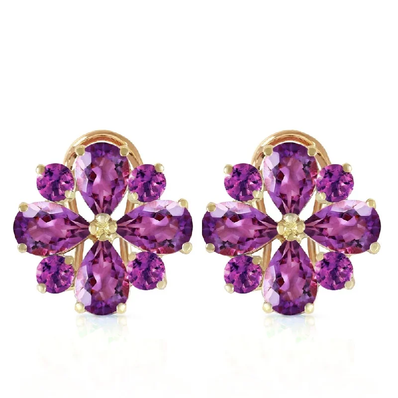 Brass cast earrings-4.85 CTW 14K Solid Gold Fiore Amethyst Earrings