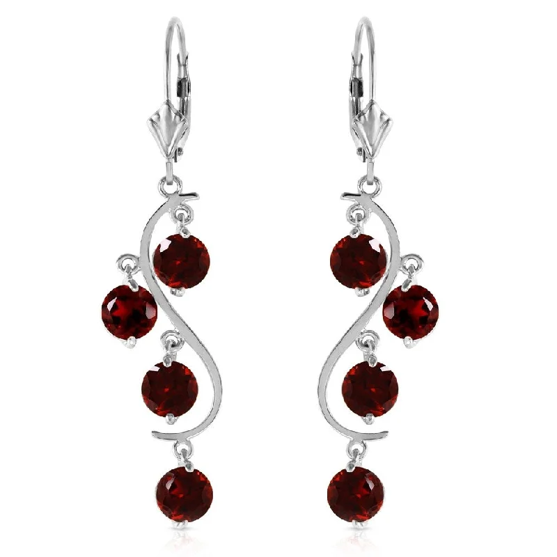 Vine curl earrings-4.95 Carat 14K Solid White Gold No Fault Of Mine Garnet Earrings