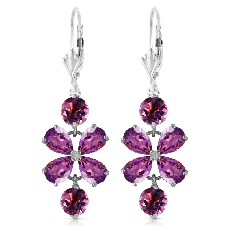 Brushed emerald earrings-5.32 Carat 14K Solid White Gold Earthly Delight Amethyst Earrings