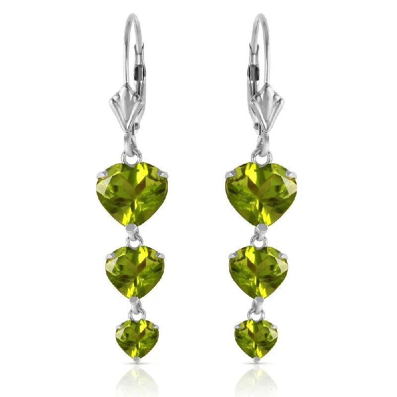 Bud drop earrings-6 Carat 14K Solid White Gold We Dream Peridot Earrings