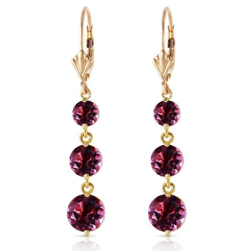 Sisal band earrings-7.2 Carat 14K Solid Gold Rainfall Amethyst Earrings