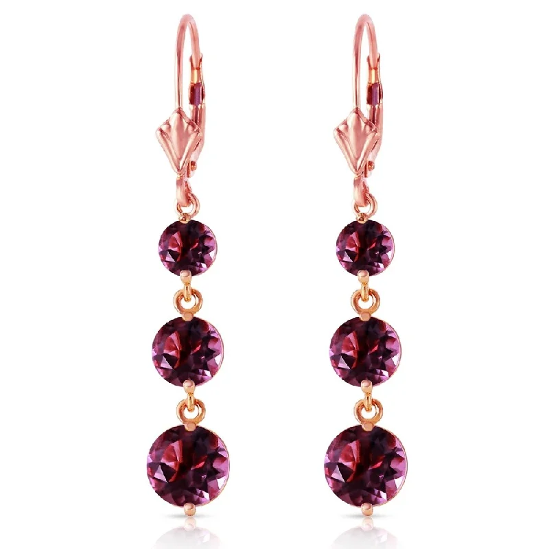 Multi-metal earrings-7.2 Carat 14K Solid Rose Gold Amethyst Leverback Earrings