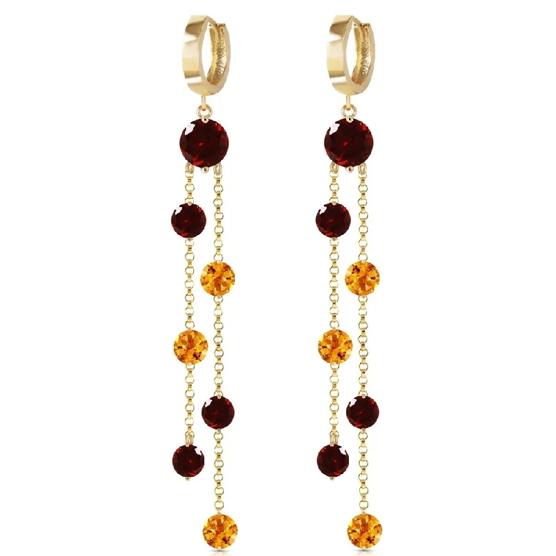 Sarmatian stud earrings-8.99 CTW 14K Solid Gold Salute Garnet Citrine Earrings