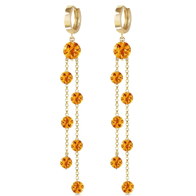 Raised layer earrings-9.02 Carat 14K Solid Gold Chandelier Earrings Citrine