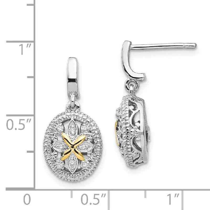 Tide pebble earrings-925 Sterling Silver 14k Yellow Gold Diamond Earrings (L-21 mm, W-10 mm)