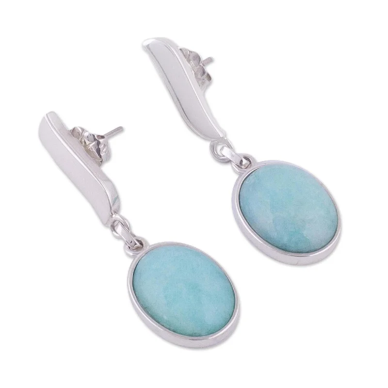 Pointed rim earrings-Amazonite Dangle Earrings, 'Celestial Flame' (Peru)