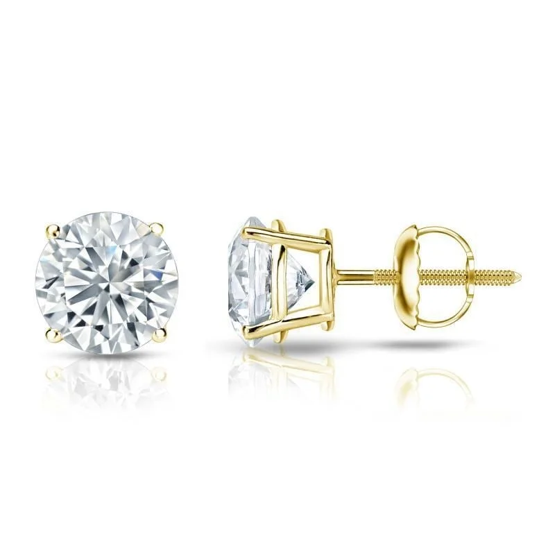 Satin finish earrings-Auriya 1 1/2ctw Round Diamond Stud Earrings 18kt Gold GIA Certified