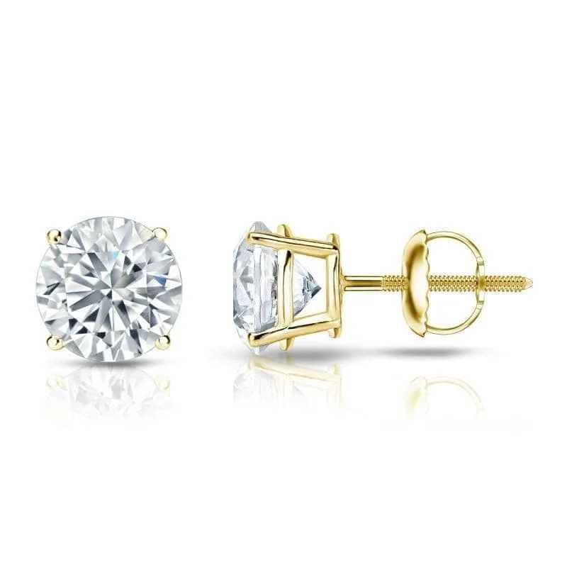 Muted check earrings-Auriya 1 3/4ctw Round Diamond Stud Earrings 18kt Gold Certified