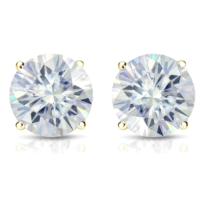 Textured bar earrings-Auriya 1 carat TW Round Moissanite Stud Earrings 18k Gold 4-Prong Basket - 5 mm