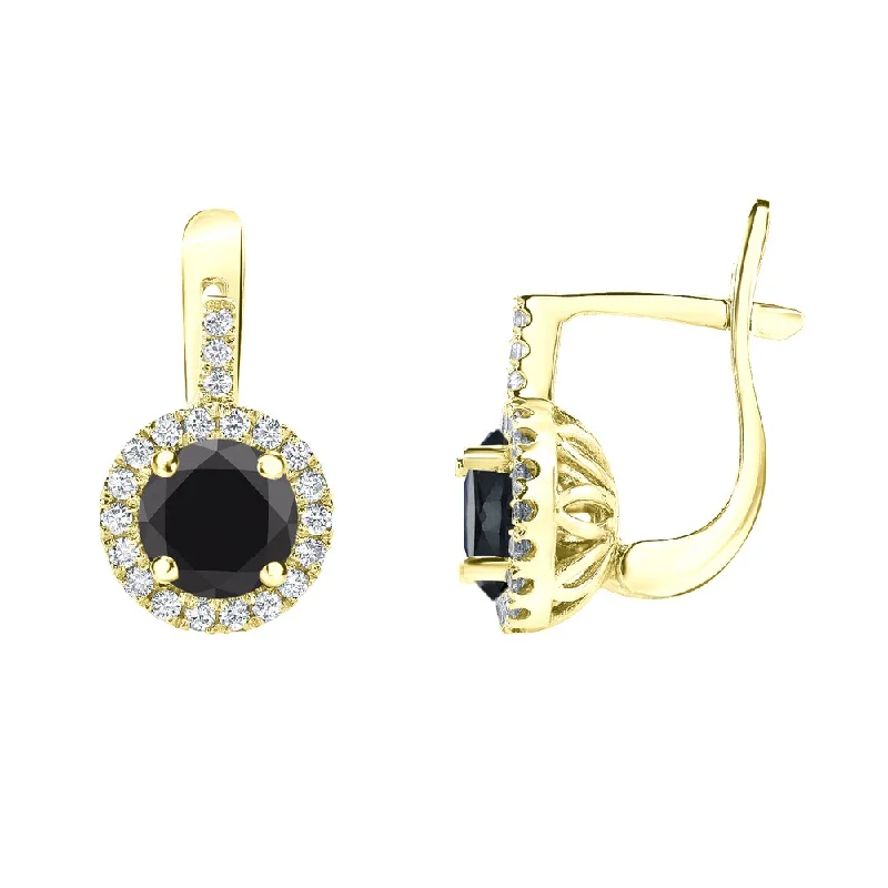 Sarmatian stud earrings-Auriya 14k Gold 2 2/5ctw Black Diamond Halo Dangle Earrings (H-I, SI1-SI2)