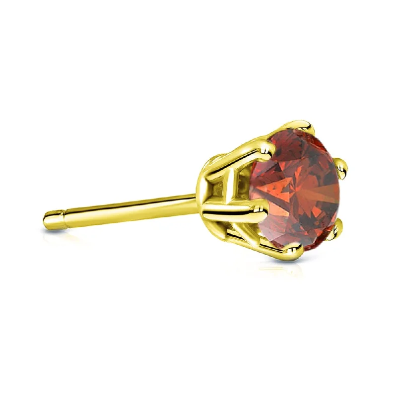 Gleam druzy earrings-Auriya 14k Gold 3/4ct TDW Round 6-Prong SINGLE STUD (1) Brown Diamond Earring