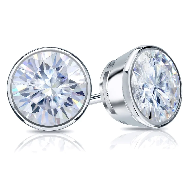 Peak gem earrings-Auriya 14k Gold 5ctw Bezel-set Round Moissanite Stud Earrings