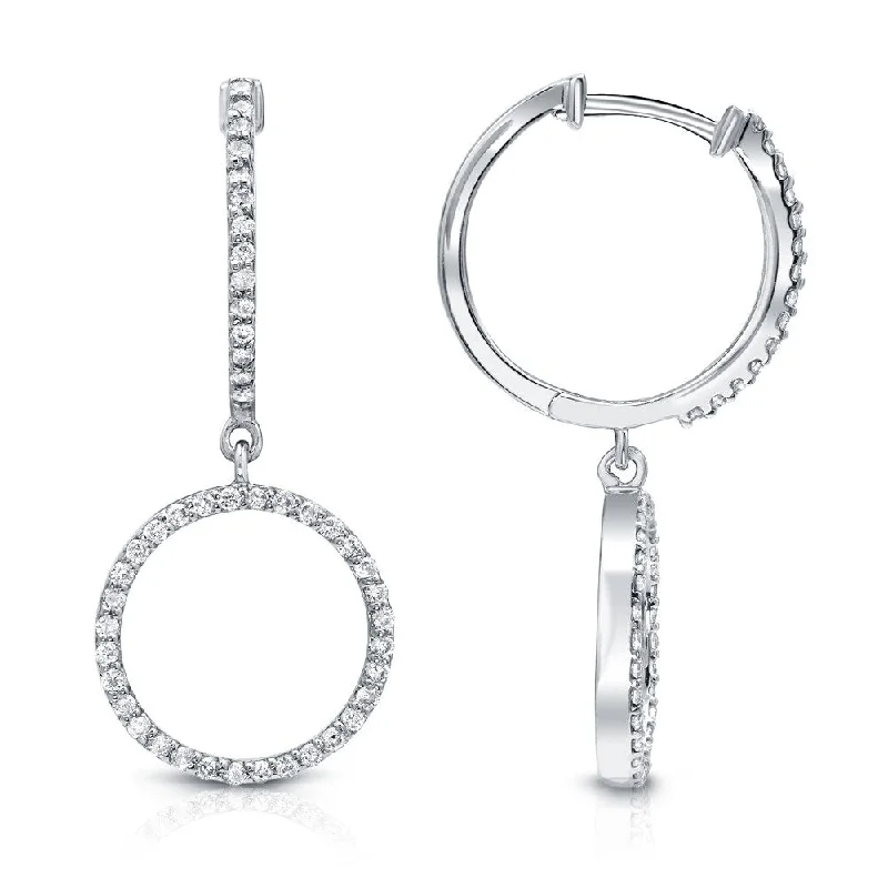 Brook pebble earrings-Auriya 14k White Gold 1/2ct TDW Open Circle Diamond Drop Earrings (H-I, SI1-SI2)