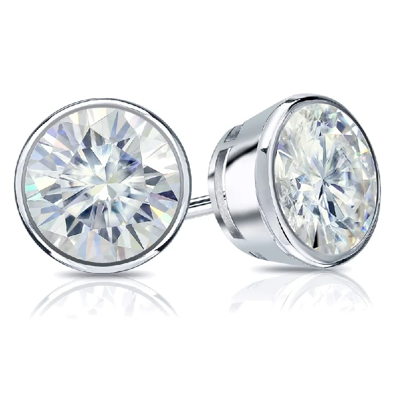 Patch stripe earrings-Auriya 18k Gold 5ctw Bezel-set Round Moissanite Stud Earrings