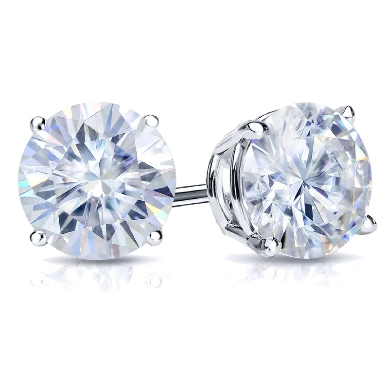 Speckled finish earrings-Auriya 18k Gold 6ctw Round Moissanite Stud Earrings