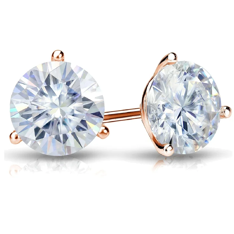 Sisal band earrings-Auriya 1ctw Round Moissanite Stud Earrings 14k Gold Martini-set - 5 mm