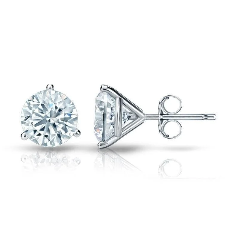 Sisal band earrings-Auriya 2 3/4ctw 3 Prong Martini Set Round Diamond Stud Earrings 18kt Gold Certified