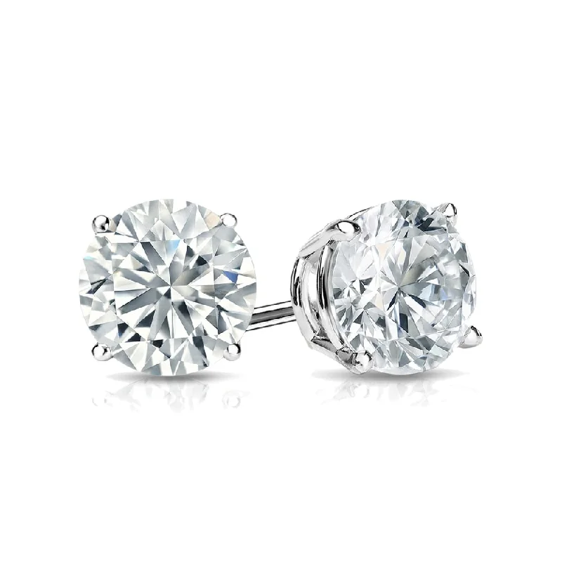 Wave ridge earrings-Auriya 2ct TW Round Moissanite Stud Earrings 18k Gold - 6.5 mm, Push-Backs