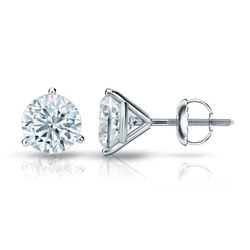 Classic flair earrings-Auriya 3ctw 3 Prong Martini Set Round Diamond Stud Earrings 14K Gold Certified