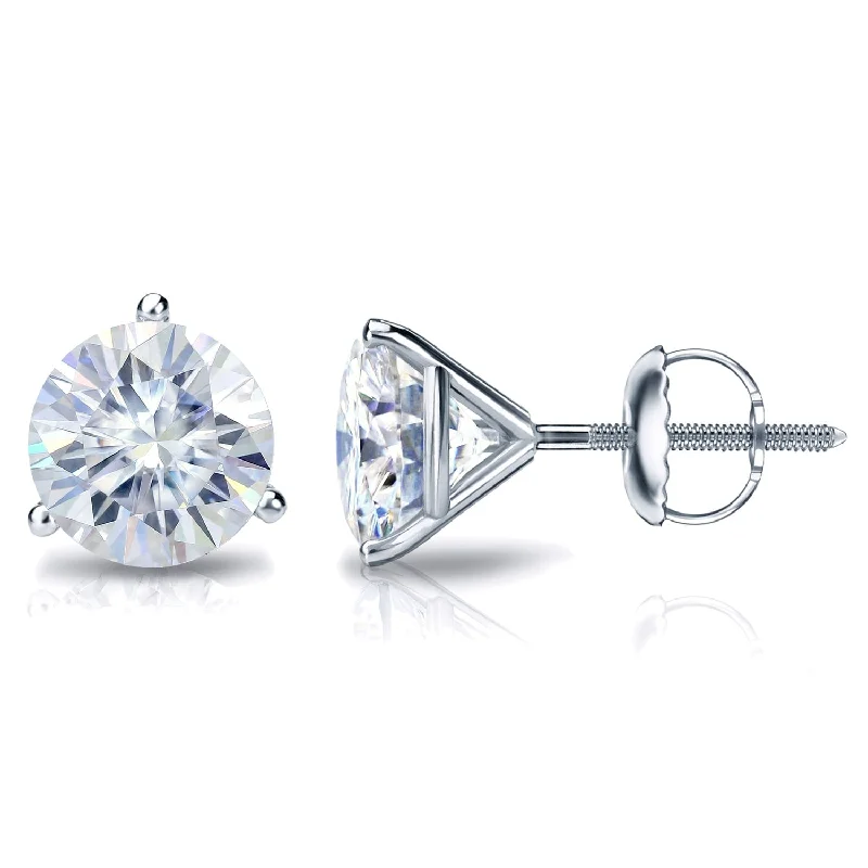 Edge gem earrings-Auriya 4ctw Round Moissanite Stud Earrings 14k Gold Martini-set - 8.2 mm