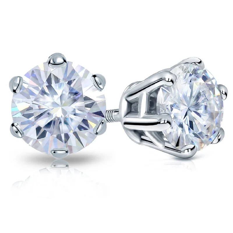 Molten alloy earrings-Auriya 5ctw Round Moissanite Stud Earrings 14k Gold