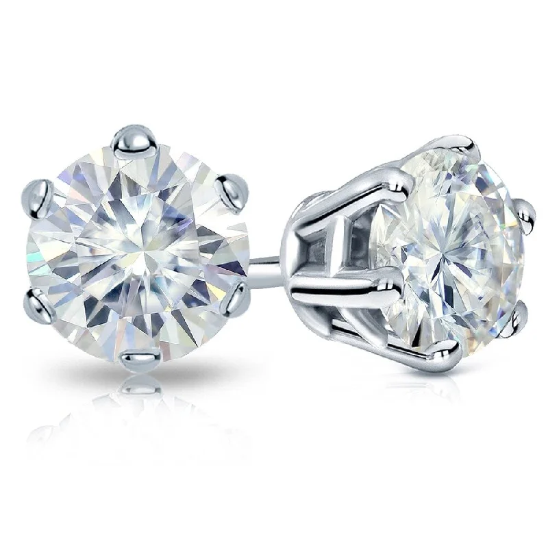 Nature print earrings-Auriya 5ctw Round Moissanite Stud Earrings 18k Gold