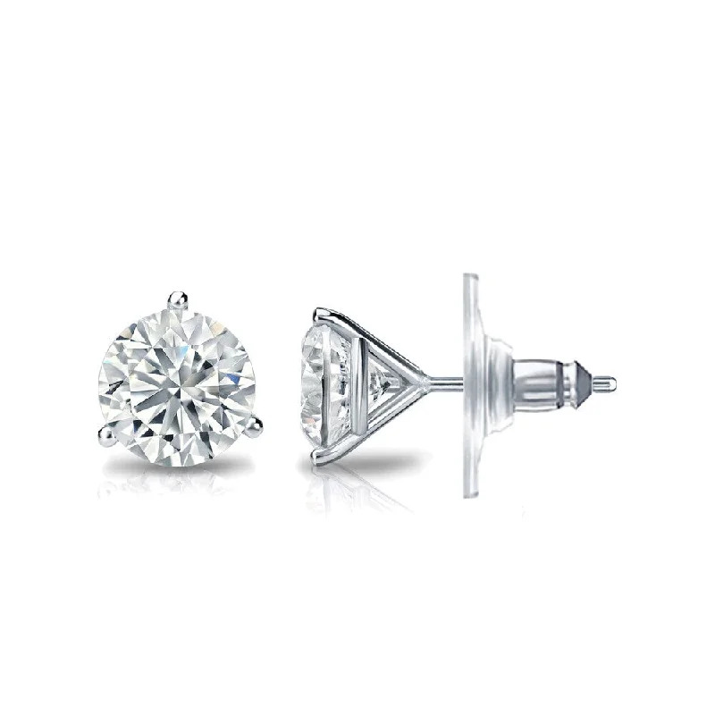 Jade vein earrings-Auriya EGL USA Certified 14k White Gold 3-Prong Martini 3.20 ct. TDW Secure Lock Back R