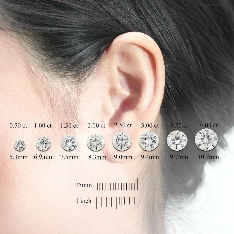 Textured bar earrings-Auriya Platinum 1 carat TW Round Bezel-set Moissanite Stud Earrings - 5 mm