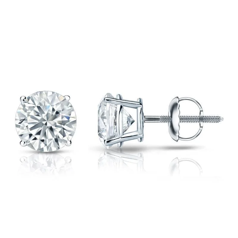 Pointed rim earrings-Auriya Platinum 2 1/4ctw Round Diamond Stud Earrings Certified