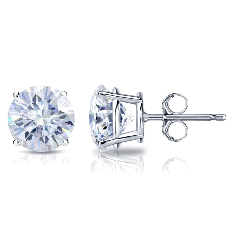 Birch grain earrings-Auriya Platinum 2ctw Round Moissanite Stud Earrings - 6.5 mm