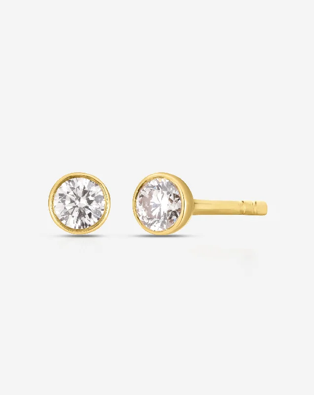 Pear-shaped zircon earrings-Bezel-Set Petite Diamond Studs