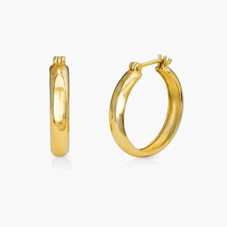 Snap hinge earrings-Classy Hoop Earrings 10k Solid Gold