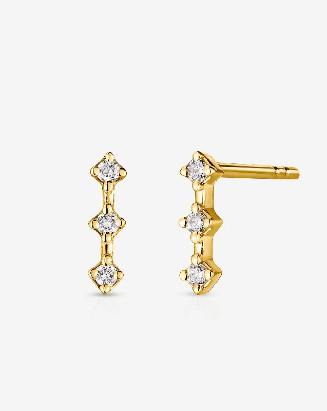 Star-cut opal earrings-Diamond Station Bar Studs