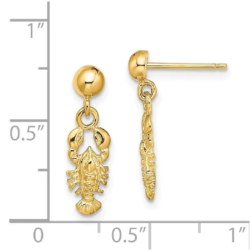 Wavy hoop earrings-Diamond2Deal 14K Yellow Gold LOBSTER Dangle Earrings (L-18.2 mm, W-5.5 mm)