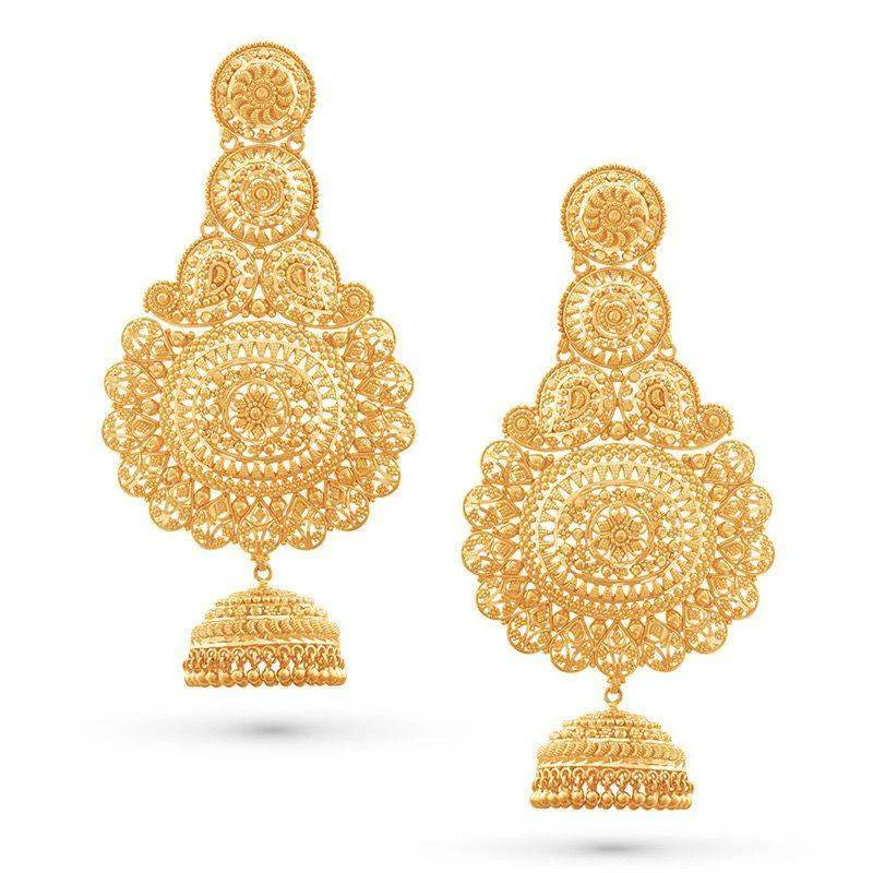 Pierced vent earrings-Divine ChandBali Jhumka Earrings in 22k Gold