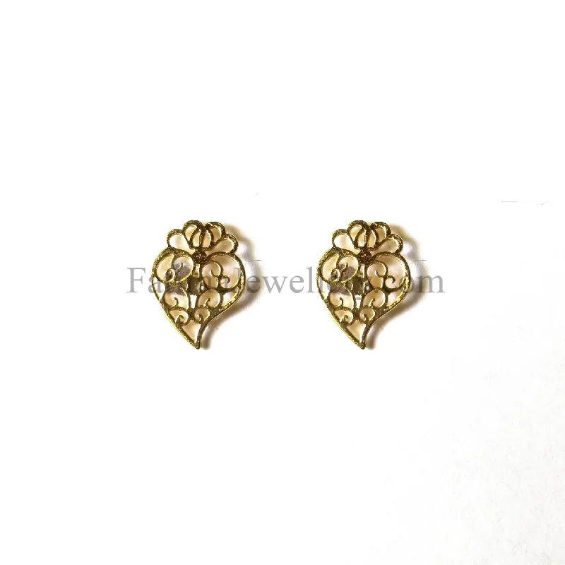 Baroque bend earrings-Earrings - Gold Filigree Studs