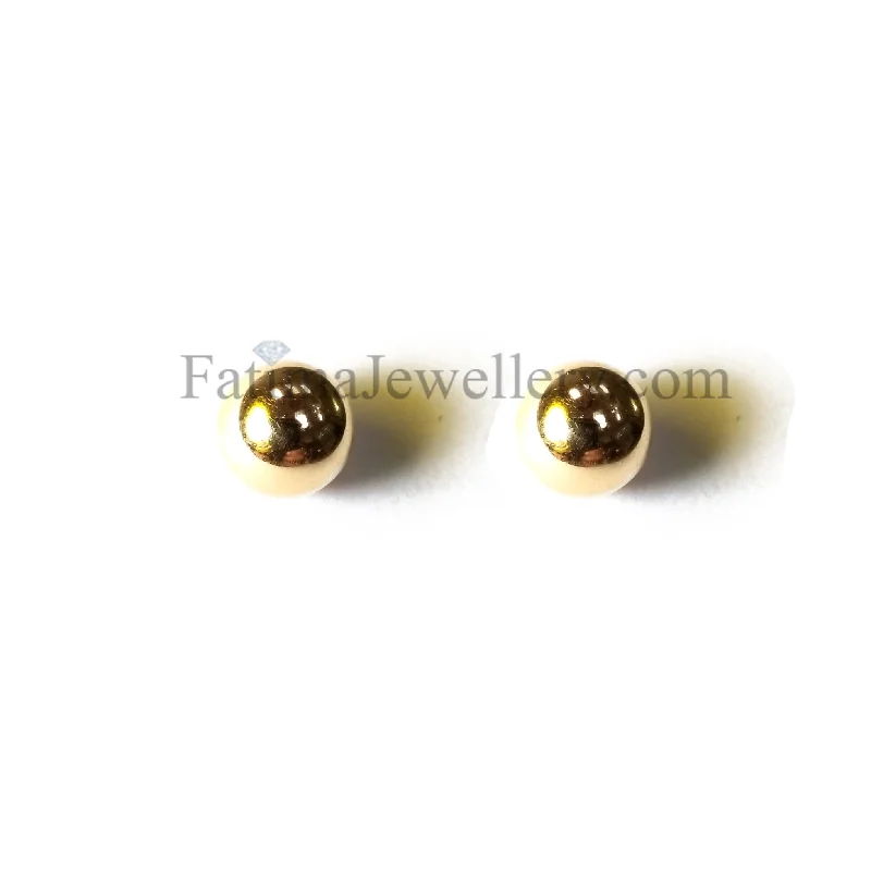 Lemon amber earrings-Earrings - Hollow Gold Ball Studs