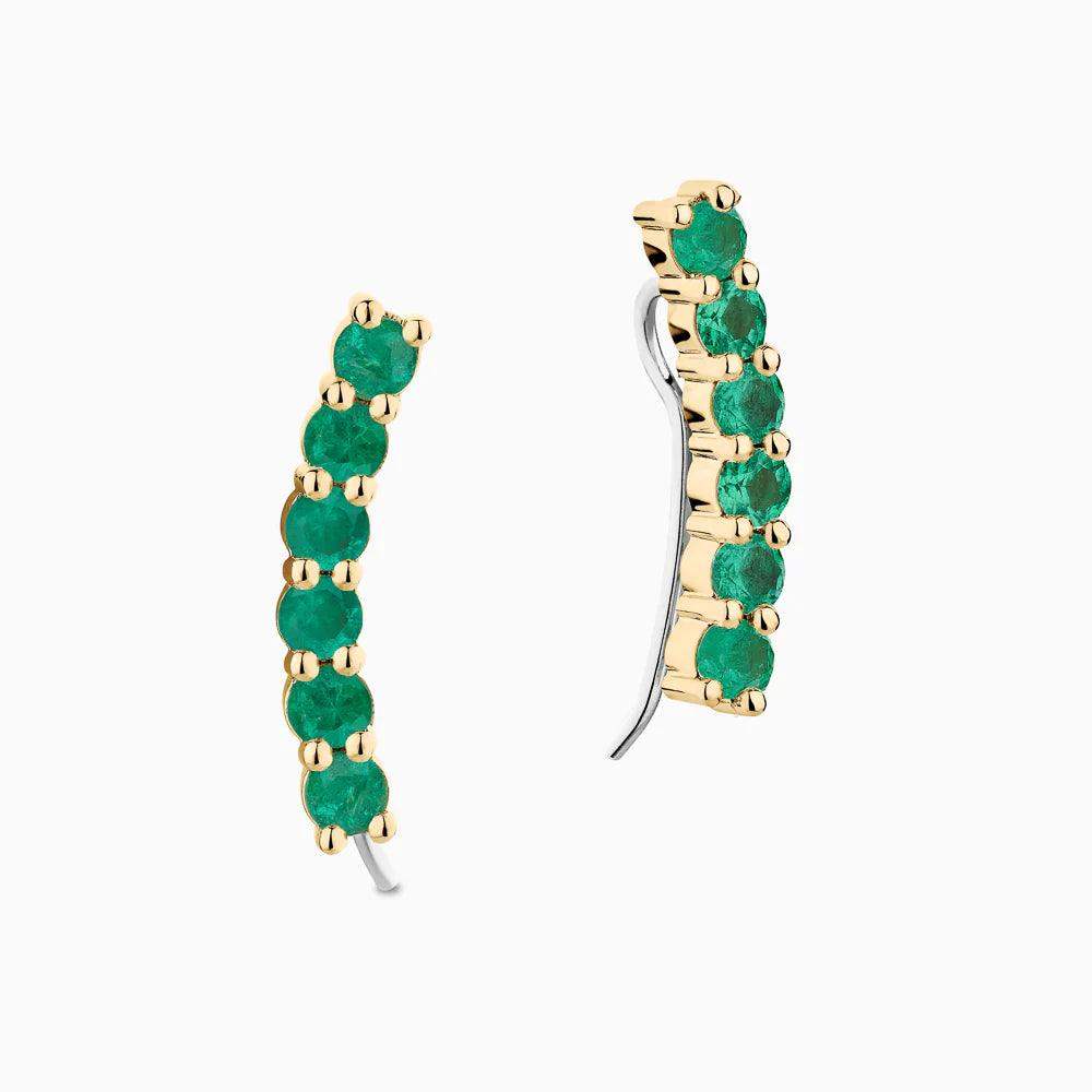 Streaked stone earrings-Radiant Crescent Emerald Earrings