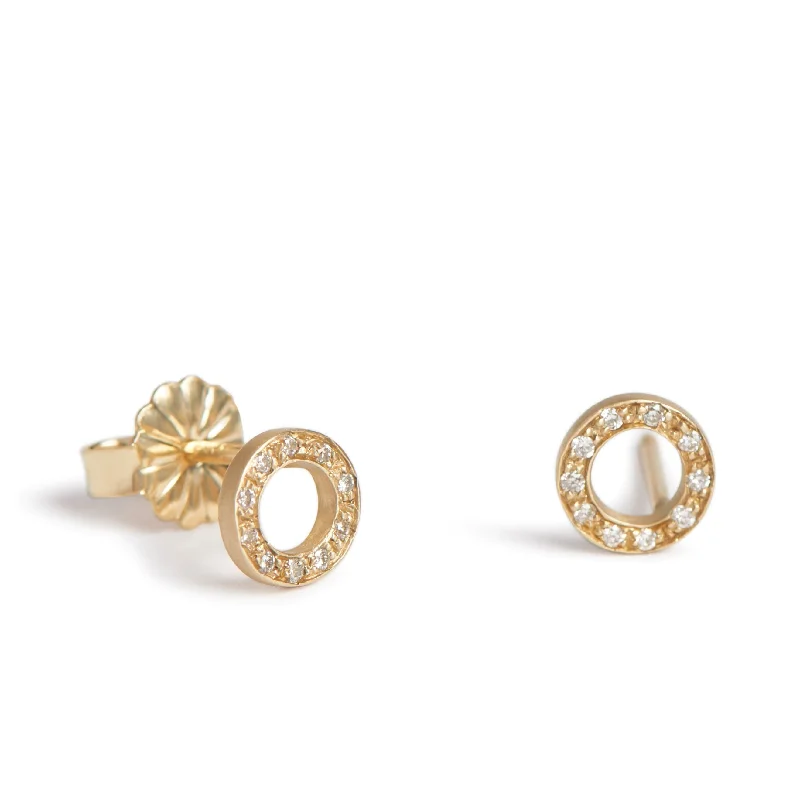 Scallop pearl earrings-<!--ER655dia--> pavé circle edgy studs