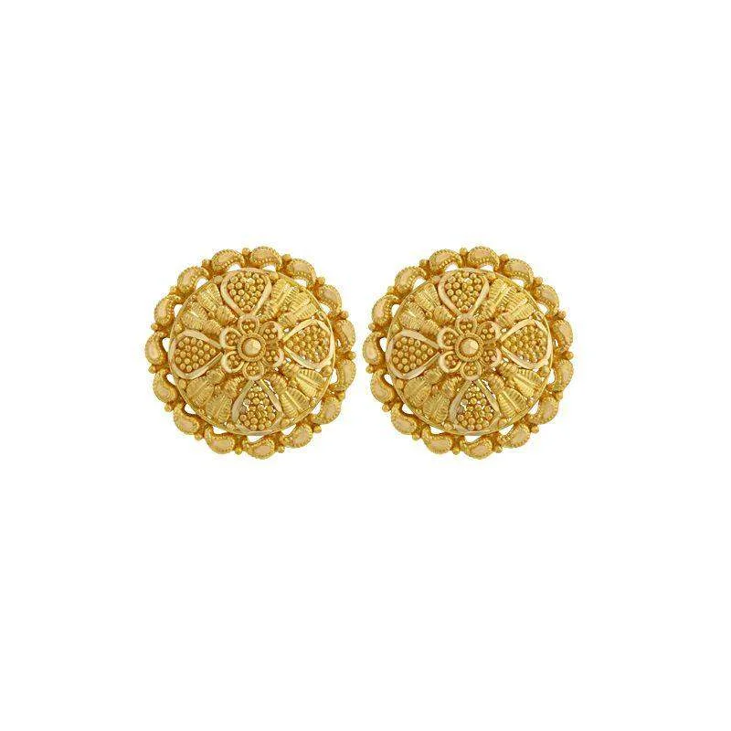 Iron forged earrings-Floral stud earrings in 22k Gold