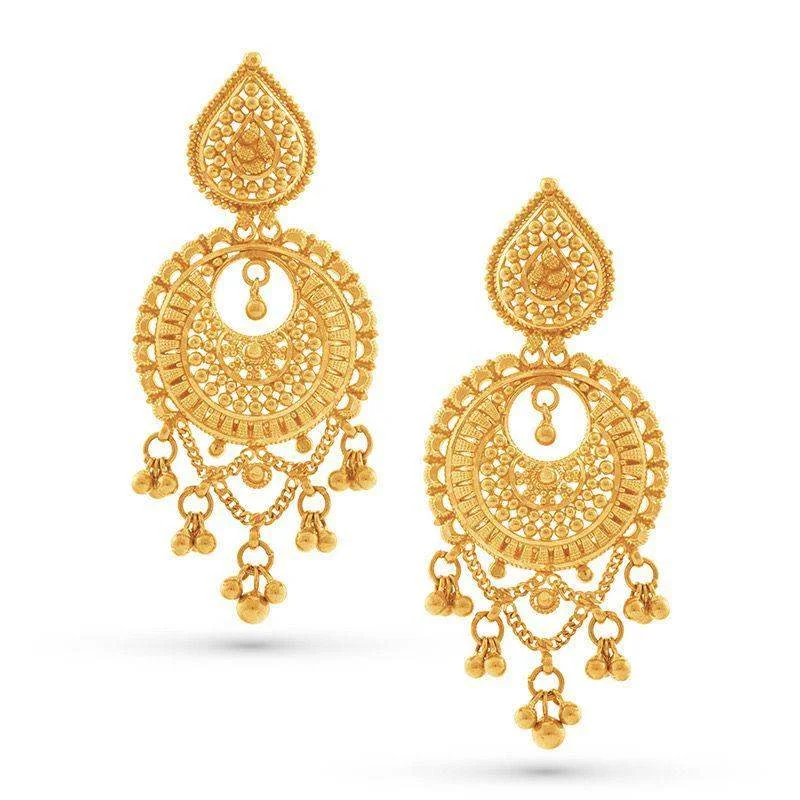 Luminous set earrings-Fringe Dangles Chand earrings in 22k Gold