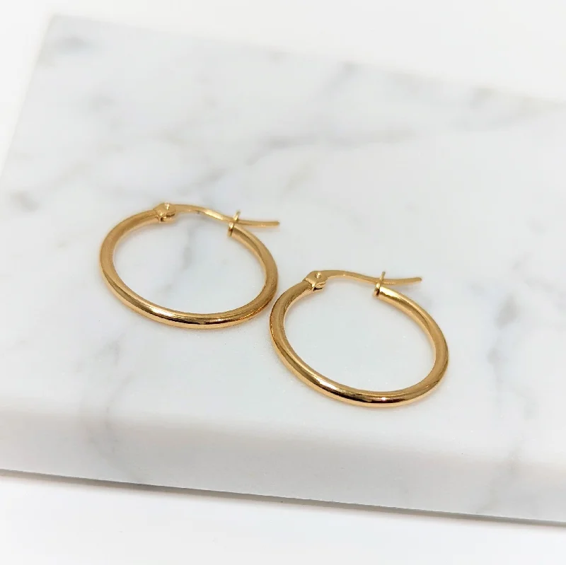 Carved design earrings-Gold Classic Hoop Earrings