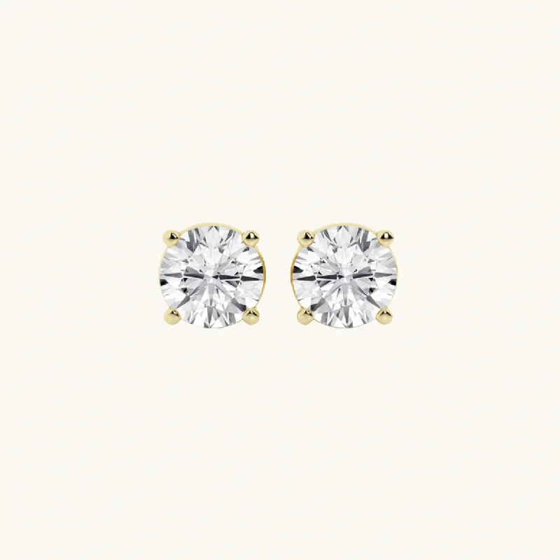 Stapled design earrings-Gold Men's Classic Diamond Stud Earrings