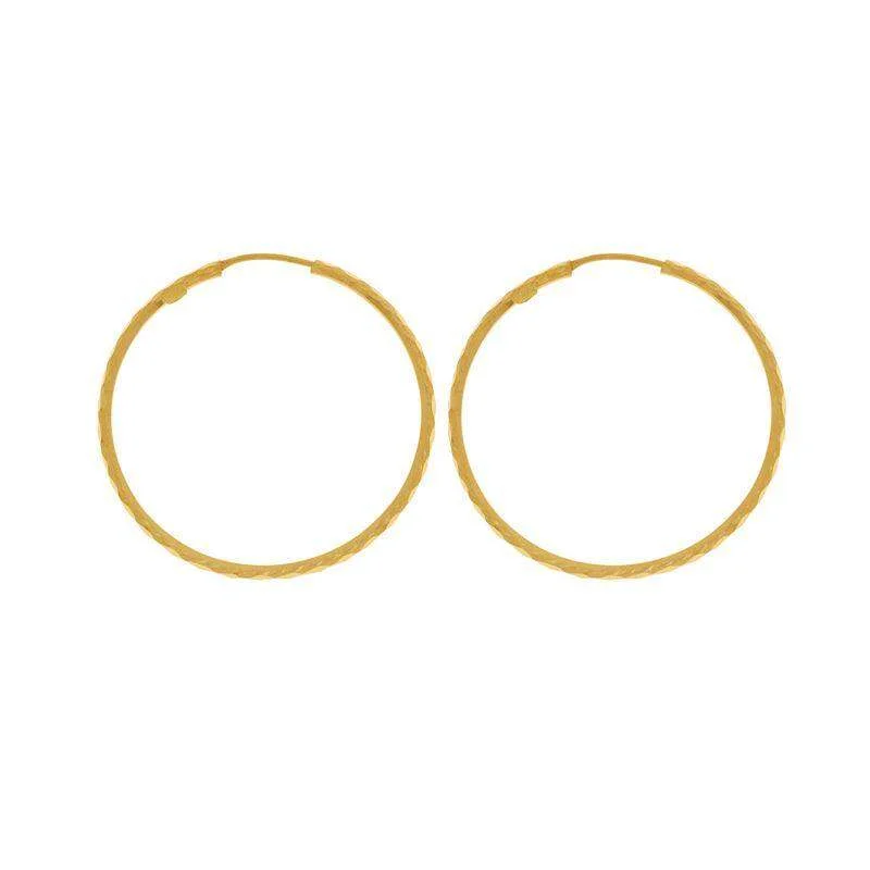 Jet black earrings-Large Textured Hoops in 22k Gold