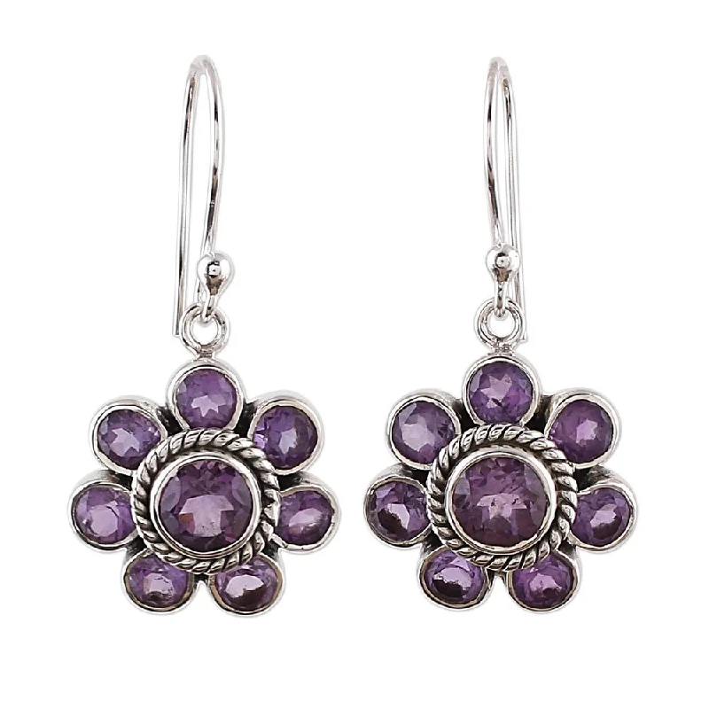 Scarlet ruby earrings-Handmade Amethyst Dangle Earrings, 'Morning Glitter in Purple' (India) - 1.3*0.6