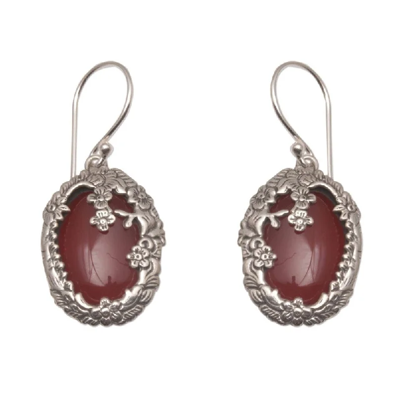 Gleam druzy earrings-Handmade Sterling Silver Dreamy Forest Carnelian Earrings (Indonesia) - 1.5L*0.7W