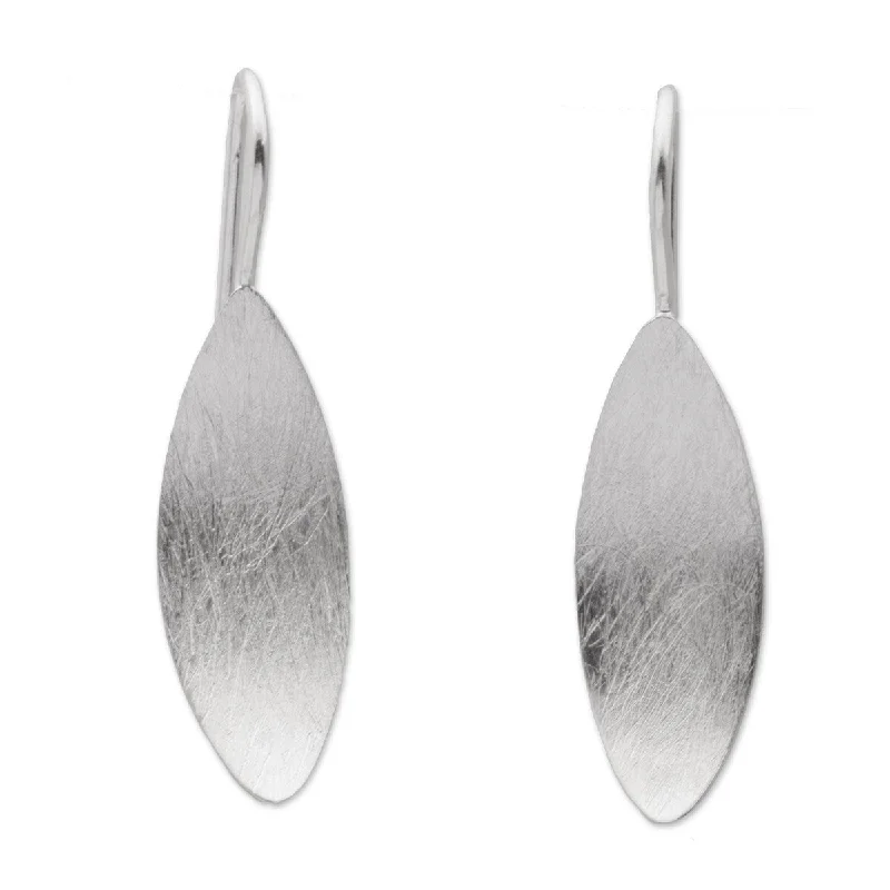 Twilight gray earrings-Handmade Sterling silver drop earrings,(Guatemala) - 1.5*0.4