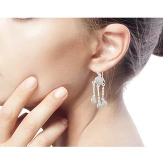 Turning gem earrings-Handmade Sterling Silver 'India Dreamer' Moonstone Earrings (India)